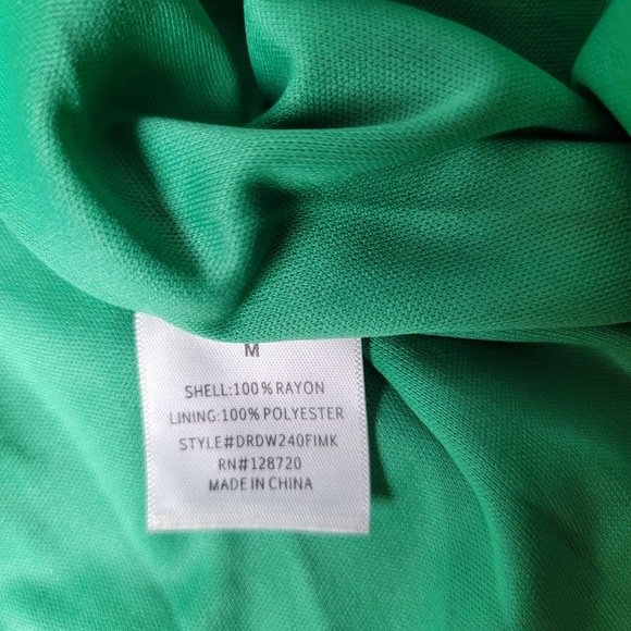 Mi Ami Green Floral True Wrap Dress M Lined Boho Cottagecore Flutter Sleeve Soft - Picture 8 of 10